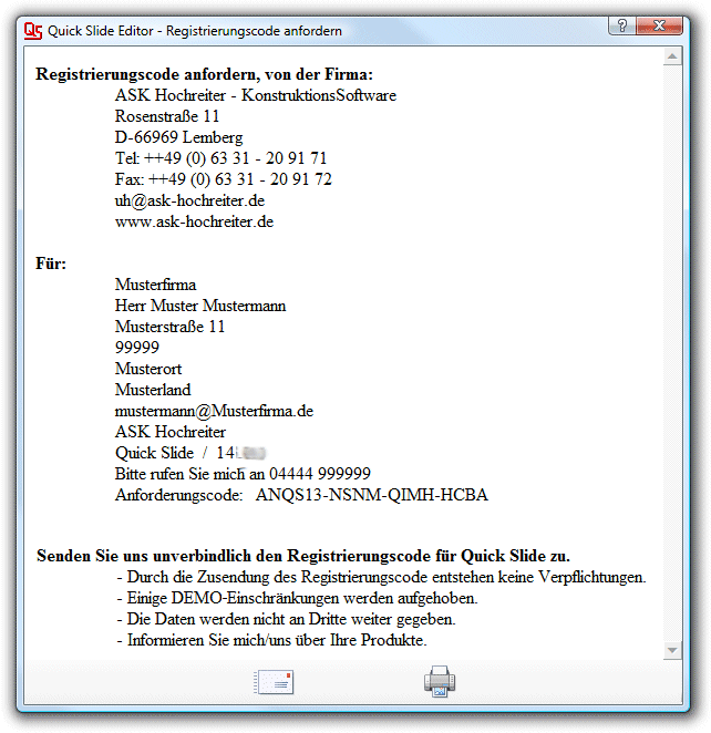 RegistrierungscodeFormular